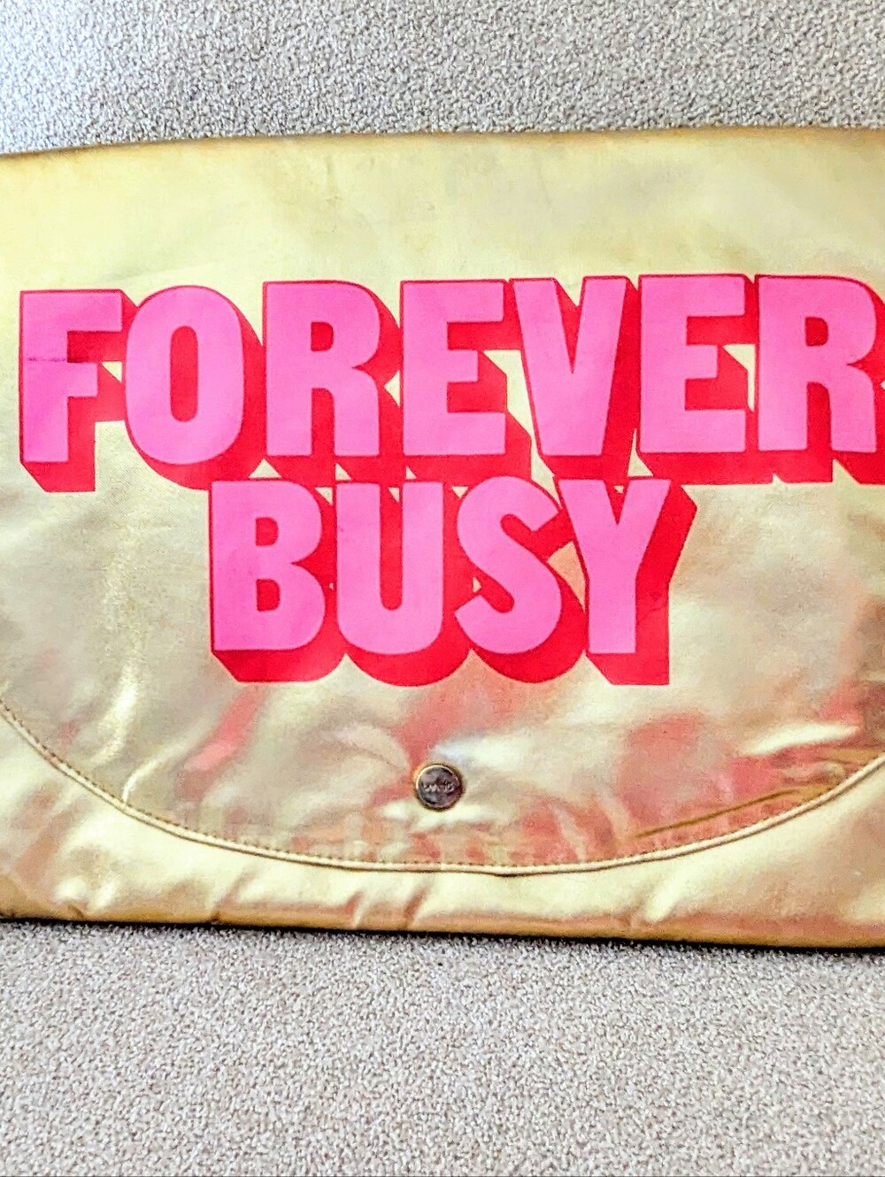 Forever Busy Gold Clutch with Pink Graphic